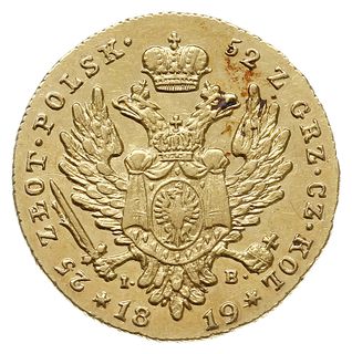 25 złotych 1819, Warszawa, złoto 4.90 g, Plage 14, Bitkin 814 (R), Berezowski 50 zł, bardzo ładne