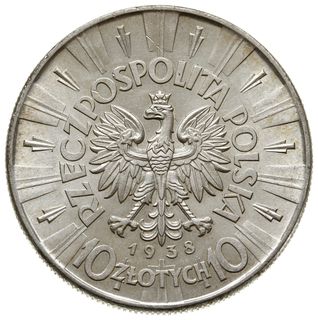 10 złotych 1938, Warszawa, Józef Piłsudski, Parchimowicz 124.e, rzadszy rocznik, pięknie zachowane
