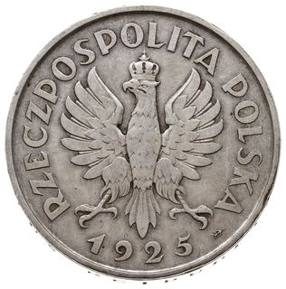 5 złotych 1925, Warszawa, Konstytucja”, odmiana z 81 perełkami, srebro 25.04 g, Parchimowicz 113.b, nakład 1000 sztuk, ładnie zachowane