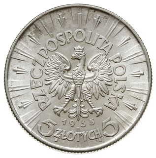 5 złotych 1935, Warszawa, Józef Piłsudski, Parchimowicz 118b, pięknie zachowane
