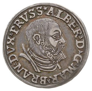 trojak 1535, Królewiec, odmiana z napisem PRVSS, Iger Pr.35.1.b, Bahrf. 1150, ciemna patyna