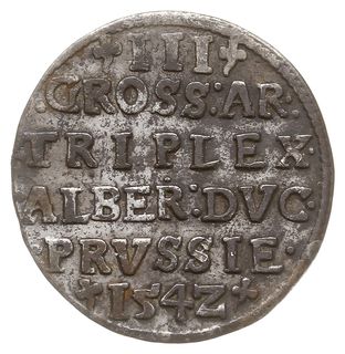 trojak 1542, Królewiec, Iger Pr.42.1.a (R), Bahrf. 1180, ciemna patyna