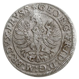 grosz 1586, Królewiec, pod popiersiem księcia znak Pawła Guldena (mistrza menniczego w Królewcu), Bahrf. 1280, Neumann 58, rzadki rocznik, ładnie zachowany