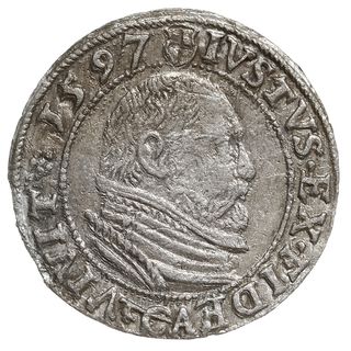 grosz 1597, Królewiec, Bahrf. 1312, Neumann 58, ładny i bardzo rzadki