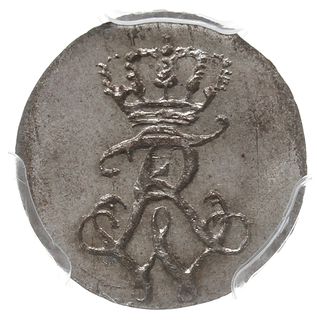 1 gröschel 1808, Kłodzko, Aw: Monogram, Rw: Nominał i data, poniżej litera G, AKS 50, moneta w pudełku PCGS z notą MS64, rzadki i wyśmienicie zachowany
