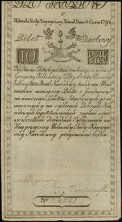 10 złotych polskich 8.06.1794, seria C, numeracja 34221, Lucow 19 (R2), Miłczak A2, bardzo ładnie zachowane