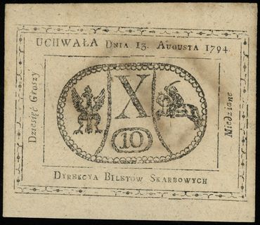 10 groszy miedziane 13.08.1794, Lucow 40 (R1), Miłczak A9a, ładnie zachowane