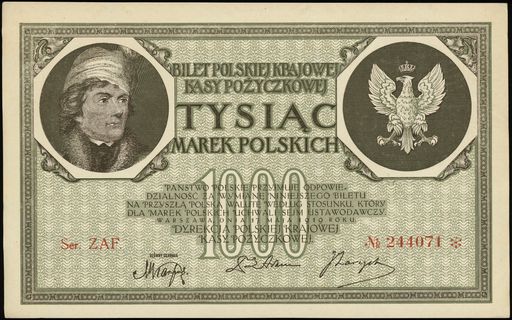 1.000 marek polskich 17.05.1919, znak wodny orły