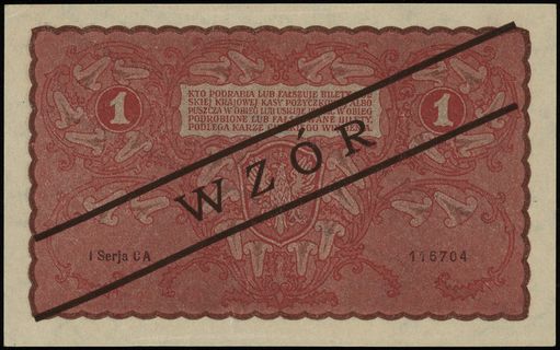 1 marka polska 23.08.1919, czarny ukośny nadruk 