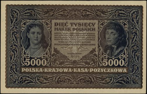 5.000 marek polskich 7.02.1920, seria III-I, numeracja 835193, Lucow 418 (R2), Miłczak 31c, bez złamań, ale małe zagniecenia na marginesach