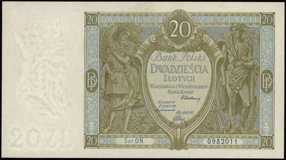 20 złotych 1.09.1929, seria DN, numeracja 098201