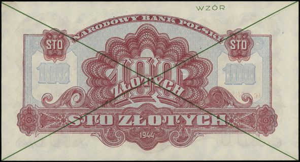 100 złotych 1944, w klauzuli OBOWIĄZKOWYM, zielo