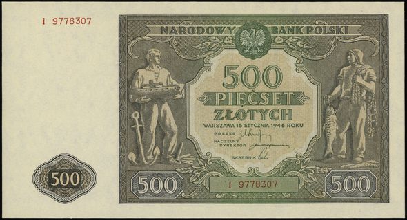 500 złotych 15.01.1946, seria I, numeracja 97783