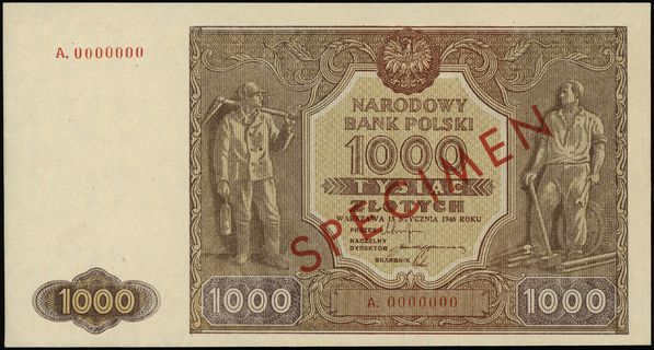 1.000 złotych 15.01.1946, czerwony ukośny nadruk