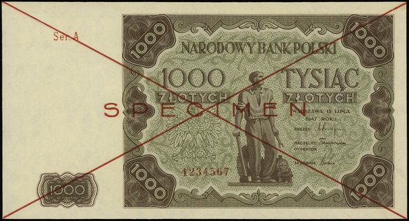 1.000 złotych 15.07.1947, czerwone dwukrotne prz