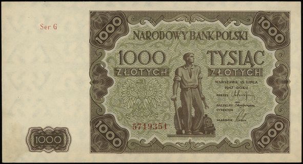 1.000 złotych 15.07.1947, seria G, numeracja 571