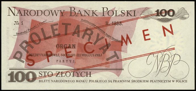 100 złotych 17.05.1976, czerwone ukośne WZÓR / S