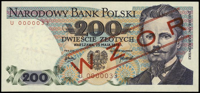 200 złotych 25.05.1976, czerwone ukośne WZÓR / S