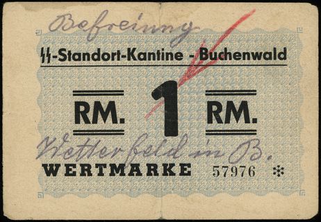 Buchenwald, SS-Standort-Kantine, bon na 1 markę,