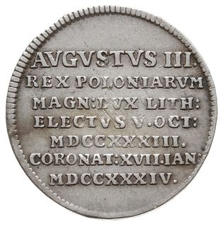 August III, żeton koronacyjny 1734, Aw: Korona i