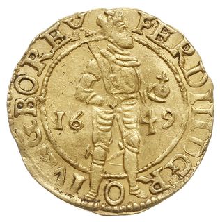 Kampen, dukat 1649, z tytulaturą cesarza Ferdynanda III, Purmer Ka16, Delm. 1117 (R1), złoto 3.46 g, ładnie zachowany