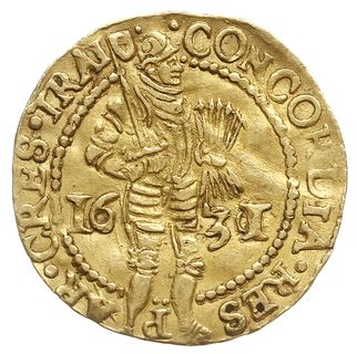 Utrecht, dukat 1631 / 20, przebita data na stemplu z 1620 na 1631, Purmer Ut24, Delm. 963 (R3) - ale nie notuje takiej przebitej daty, złoto 3.45 g, ładnie zachowany i rzadki