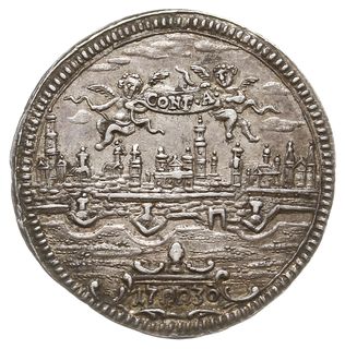 odbitka w srebrze dukata 1730 na 200-lecie Konfesji Augsburskiej, Forster 106, Slg. Whiting 364, srebro 2.63 g, patyna, pięknie zachowany