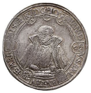 talar, 1580, Saalfeld, Dav. 9768, Koppe 28a, Schnee 234, srebro 28.99 g, patyna, rzadki