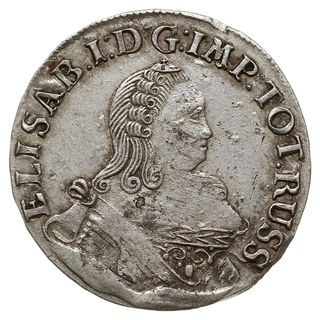 Prusy, szóstak 1761, Królewiec, odmiana z trzema lokami na ramieniu, Diakov 724, Bitkin 724, małe wyłuszczenia, ale bardzo ładna moneta z blaskiem menniczym