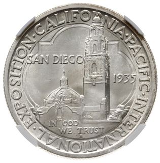 1/2 dolara (50 centów) 1935 S, San Francisco, California - Pacific International Exposition - San Diego 1935, KM #171, moneta w pudełku firmy NGC z oceną MS 64, wyśmienicie zachowana