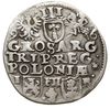 trojak 1596, Poznań, na awersie w napisie jako przerywnik rozetka i końcówka napisu M.D.LI., skróc..