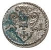 denar 1591, Gdańsk, CNG 145.II, na rewersie zielona patyna, bardzo ładny