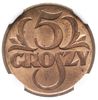 5 groszy 1937, Warszawa, Parchimowicz 103.i, moneta w pudełku NGC z notą MS64 RB, piękne z natural..
