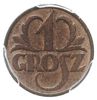 1 grosz 1933, Warszawa, Parchimowicz 101.h, moneta w pudełku PCGS z notą MS64 RB, piękne z natural..