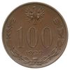 100 marek (bez nominału) 1922, Warszawa, Józef Piłsudski, brąz 9.08 g, Parchimowicz P.166.b (100 s..