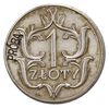 1 złoty 1929, Warszawa, na rewersie z lewej strony wklęsły napis PRÓBA i na dole malutkimi literka..