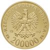200.000 złotych 1990, USA, Solidarność 1980-1990, złoto 39 mm, 31.1 g próby ‘999’, Parchimowicz 63..