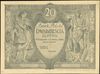 makieta strony głównej banknotu 20 złotych emisji 1.03.1926, bez oznaczenia serii i numeracji, gru..
