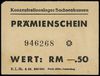 Konzentrationslager Sachsenhausen, bon 0.50 marki, numeracja 946268, u dołu K.L.Sh. 6.43.999 000, ..