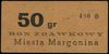 Margonin, Miasto, zestaw bonów: 50 groszy i 2 złote (1945?), numeracja 480 i 48, oba ze stemplami ..