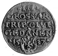 trojak 1537, Gdańsk, Aw: Popiersie i napis, Rw: Napis, Kop.III -RR-
