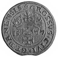 grosz 1577, Gdańsk, Aw: Herb Gdańska i napis, Rw: Półpostać Chrystusa i napis,Kop.Ia -R-