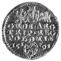 trojak 1591, Olkusz, j.w., Kop.III.4c -RR-, Gum.996, ciekawy i rzadko spotykanyportret