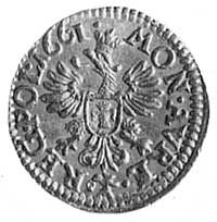 półdukat 1661, Kraków, Aw: Głowa w wieńcu laurowym i napis, Rw: Orzeł i napis,Kop.IV.2 -RR-, Gum.1..