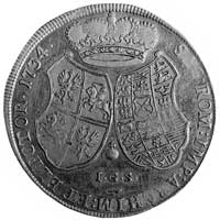 talar 1734, Drezno, Aw: Popiersie w zbroi i napis, Rw: Pod koroną 2 tarczeherbowe, poniżej litery ..