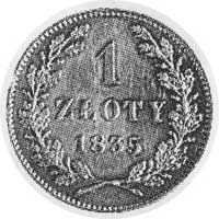 1 złoty 1835, Wiedeń, Aw: Herb Krakowa, powyżej 