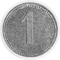 moneta zastępcza Dominium Graboszewo, Aw: Napis, Rw: Nominał 1 (cynk)