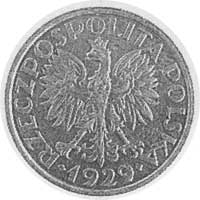 1 złoty 1929, nikiel, Aw: Orzeł i napis, Rw: 1 w wieńcu z liści i owoców, odmianabez napisu PRÓBA,..