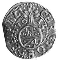 grosz 1613, Szczecin, Aw: Gryf, w otoku napis, Rw: Jabłko i w otoku napis,Kop.I.2 -R-, Hildisch 61