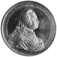 medal sygnowany C.S. Wermuth wybity w 1749 r. ku czci hrabiego HenrykaBrühla, Aw: Popiersie w zbro..